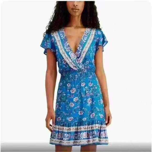Bebop Womens size XXS Flounce Hem Flutter Sleeve Short V neck Dress 🌸 new - Picture 1 of 15